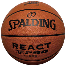 Мяч баск. SPALDING TF-250 React 76968z, р.6, FIBA Approved, композит. кожа (ПУ), коричнево-черный